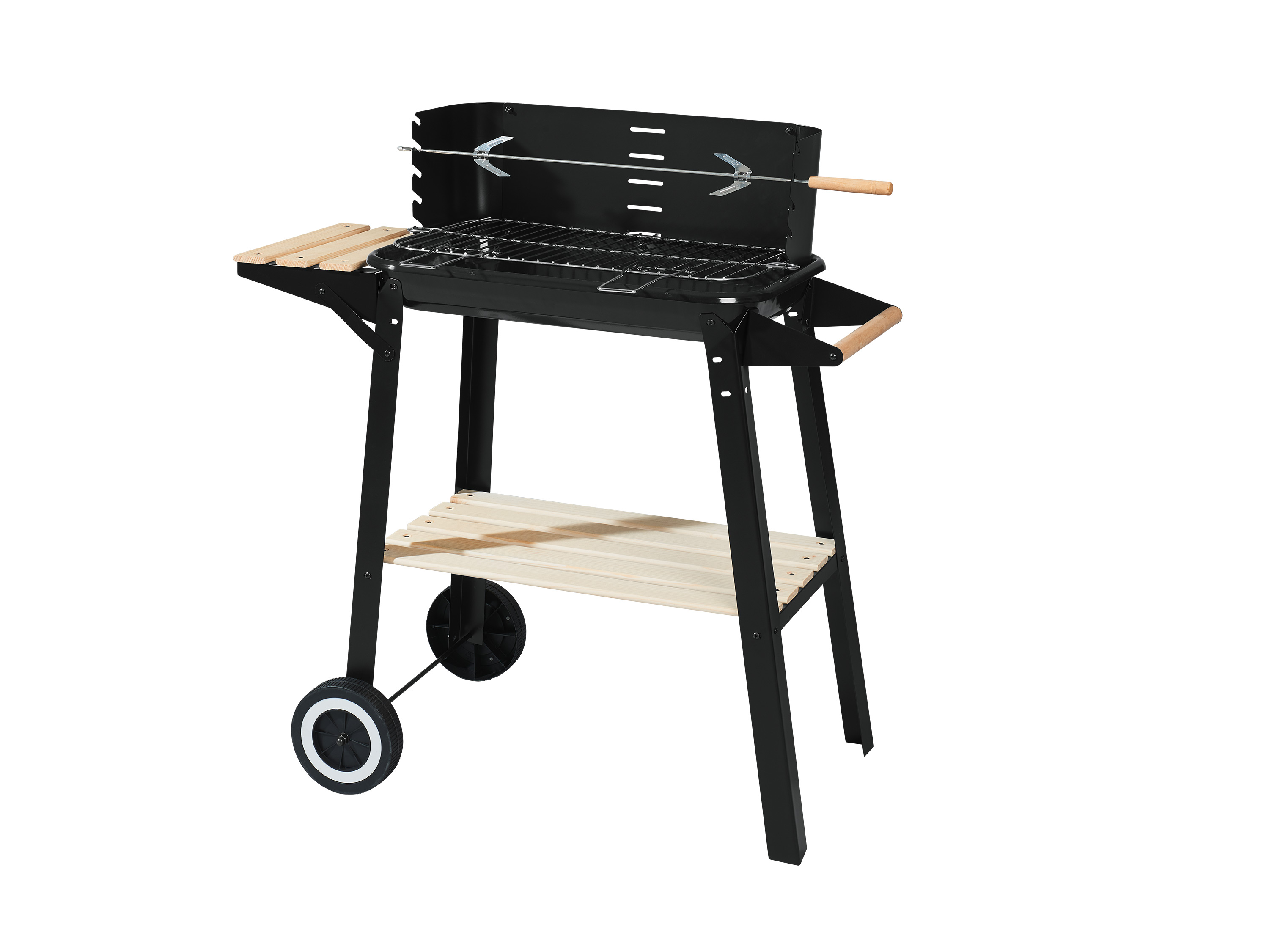 GRILLMEISTER Chariot-grill GGW 84 B1, avec étagère en bois