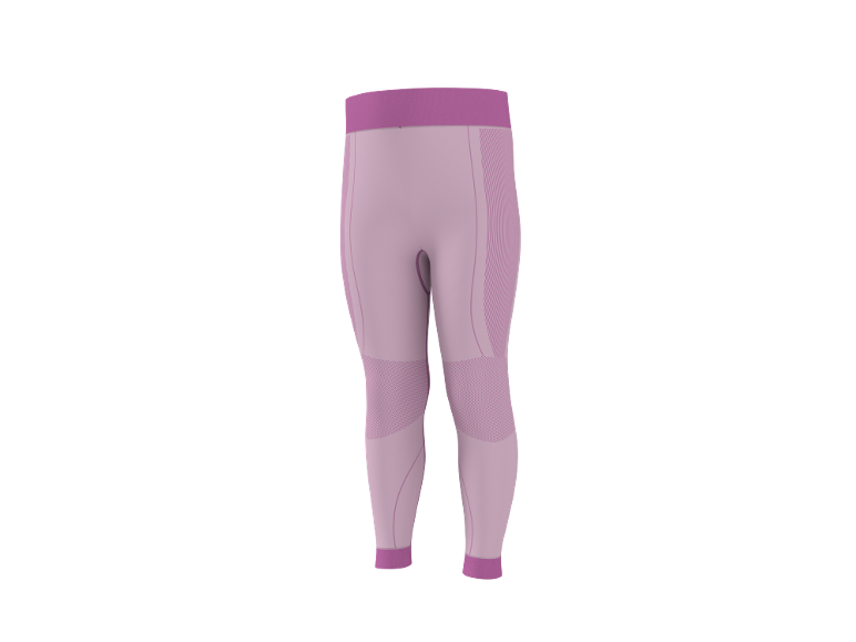 Legging de sport rose avec taille plus foncée et détails texturés.