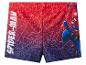 Short de bain enfant avec imprimé super-héros et toile d'araignée, dégradé rouge-bleu.
