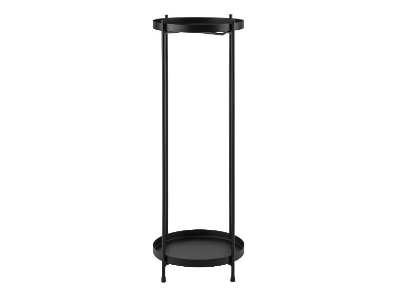 Support à plantes noir avec deux plateaux ronds