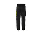 Pantalon de travail noir avec des accents jaunes.