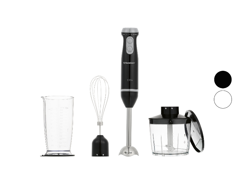 Mixeur plongeant SilverCrest avec accessoires.