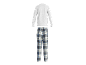 Ensemble pyjama homme avec haut gris à manches longues et pantalon à carreaux.
