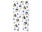 Legging blanc avec des visages de souris de dessin animé et des pois bleus.