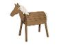Cheval en bois marron avec crinière et queue en corde blanche, pour jeux d'enfants.