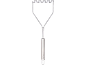 Presse-purée en acier inoxydable avec manche cylindrique et tête ondulée.
