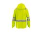 Veste jaune haute visibilité avec bandes réfléchissantes, vue arrière.