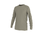 T-shirt à manches longues beige avec coutures contrastées et petit logo sur la poitrine.