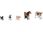 Animaux jouets: chien, chèvre, cochon, cheval et vache.