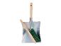 Pelle à poussière en métal avec manche en bois et brosse verte