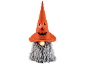 Nain d'Halloween avec chapeau citrouille orange et barbe lumineuse.