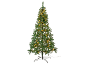 Sapin de Noël artificiel vert avec lumières LED chaudes, sur fond noir.
