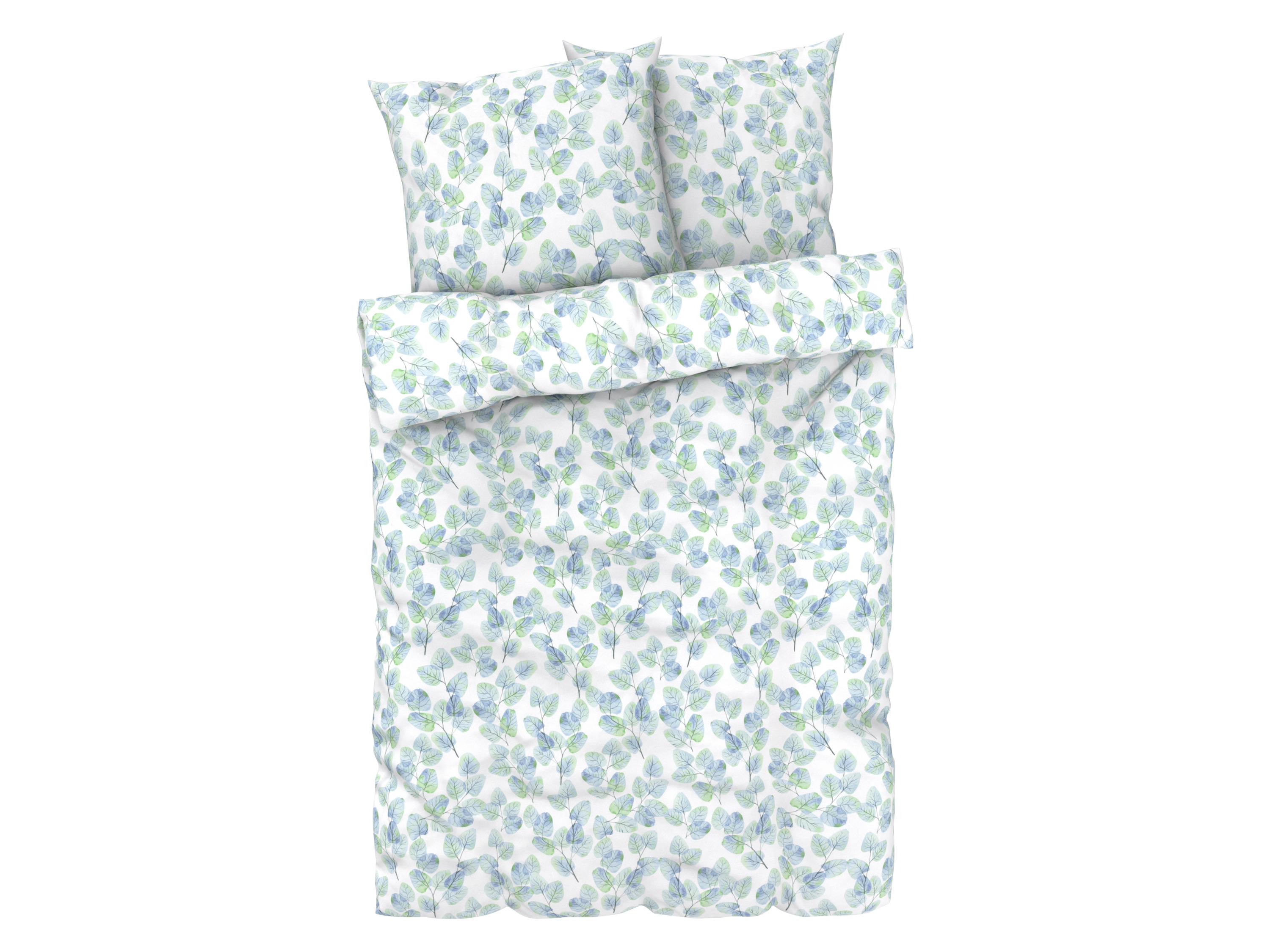 LIVARNO home Parure de lit en satin microfibre, 240 x 220 cm  (feuilles)