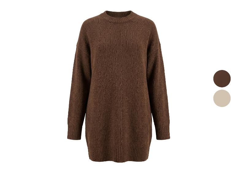Robe pull tricotée marron à manches longues avec échantillons de couleurs