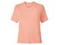 T-shirt uni pêche à col en V pour femme.
