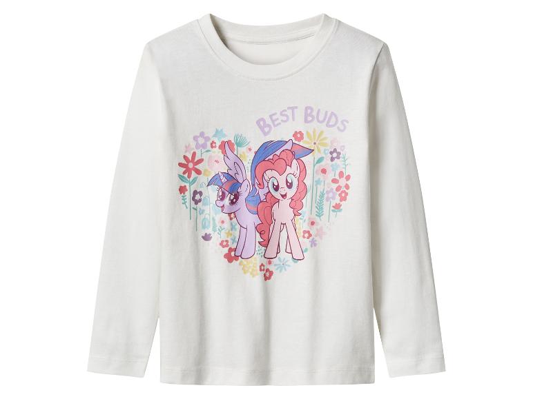 T-shirt blanc à manches longues avec imprimé My Little Pony Twilight Sparkle et Pinkie Pie et texte 'BEST BUDS'.