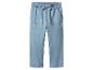 Pantalon en jean bleu clair pour fille avec taille élastique et nœud.