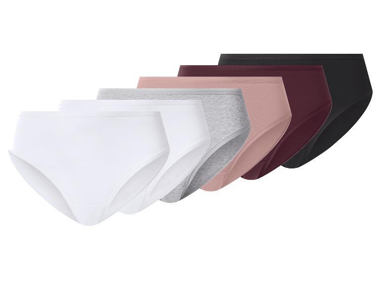 Lot de six culottes femme en blanc, gris, rose, bordeaux et noir.