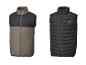 Deux gilets matelassés Parkside : un bicolore (noir et gris), un noir