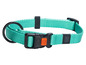 Un collier de chien turquoise avec une boucle noire de la marque Karlie.