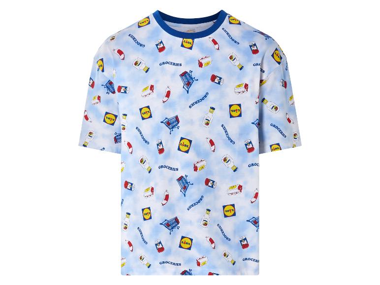 T-shirt Lidl : imprimé de produits d'épicerie et logo Lidl.