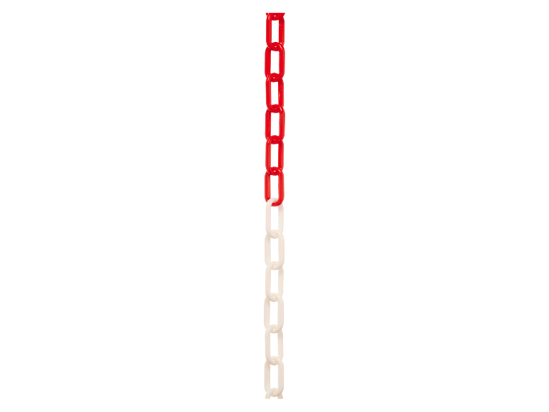Chaîne en plastique rouge et blanche connectée.