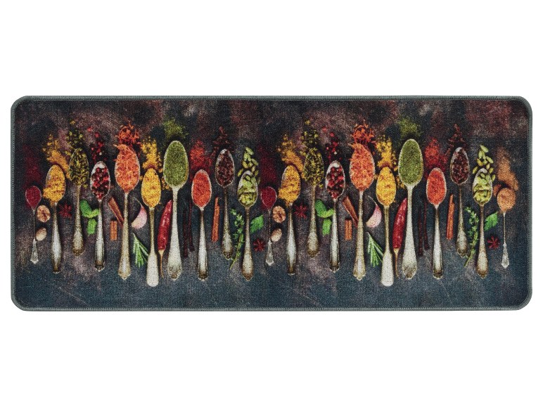 Tapis de cuisine avec impression de cuillères à épices.