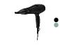 Sèche-cheveux noir avec concentrateur, avec boutons de réglage sur la poignée.