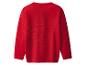 Pull en maille rouge à manches longues avec col, poignets et ourlet côtelés.