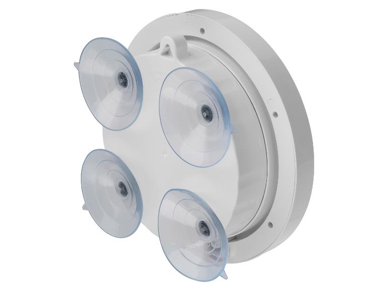 Support de miroir blanc avec quatre ventouses.