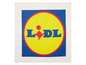 Logo Lidl sur un tissu blanc.