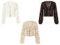 Trois gilets en tricot ajouré dans des tons neutres.