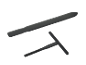 Deux spatules noires pour lisser le film, une longue et plate, l'autre en forme de T.