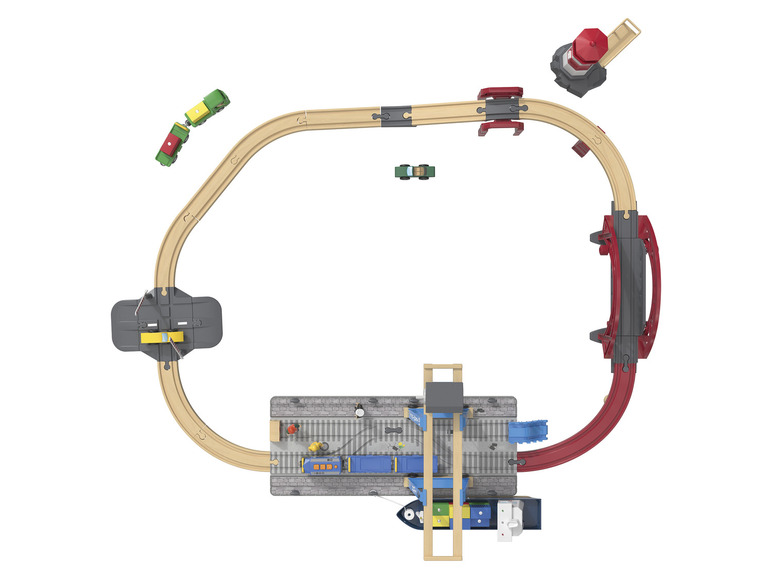 Aller en mode plein écran : Playtive Set de chemin de fer port à conteneurs en bois XL - Image 4
