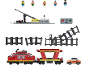 Train de marchandises jouet avec rails, télécommande et figurines