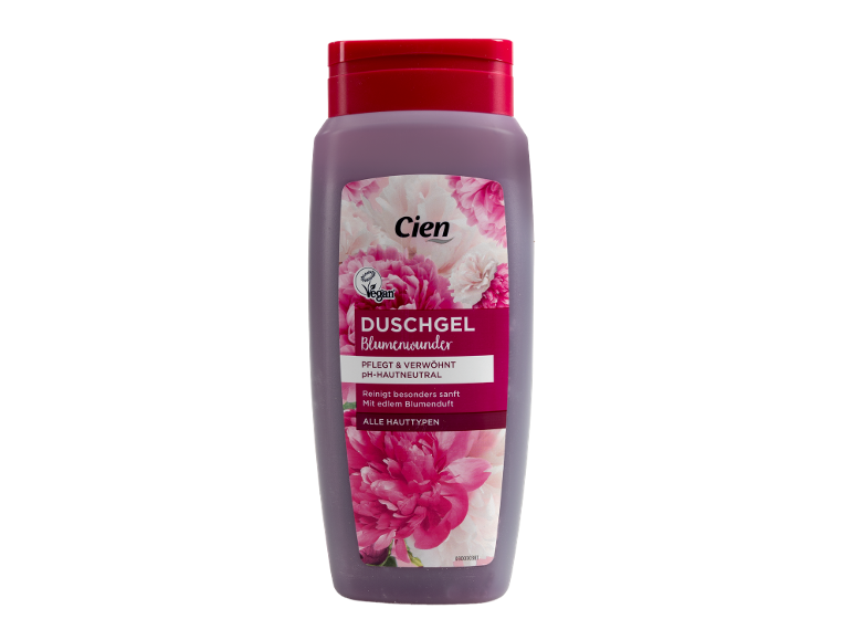 Gel douche floral pour tous types de peau, pH neutre, nettoyant doux.