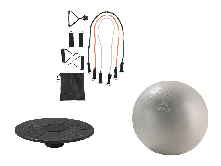 CRIVIT planche d'équilibre, ballon de gymnastique et kit de bandes de fitness