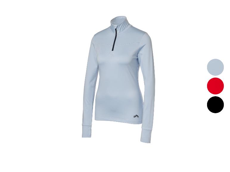 Maillot de sport bleu clair avec fermeture éclair courte et options de couleur.