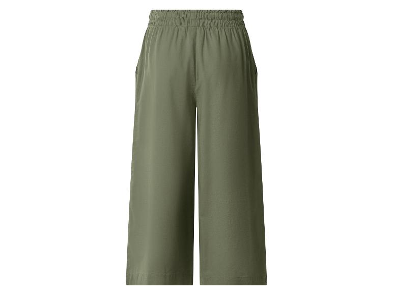 Vue arrière d'un pantalon large vert olive avec taille élastiquée