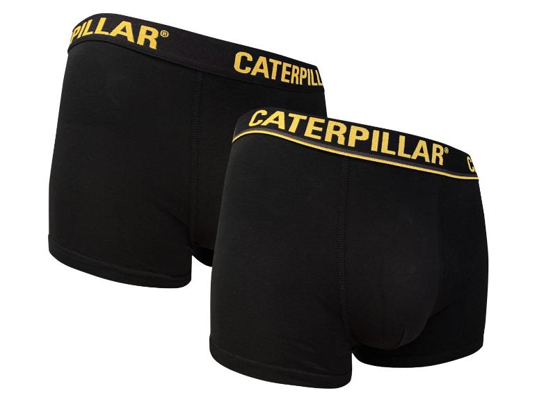 Deux boxers noirs avec le logo Caterpillar.