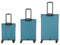 Trois valises bleues à roulettes