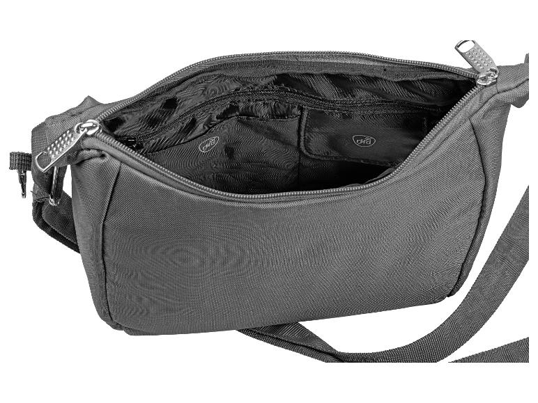 Sac à bandoulière gris foncé avec intérieur RFID.