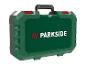 Mallette à outils verte PARKSIDE avec fermoirs rouges et poignée noire