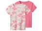 Lot de 2 t-shirts roses pour enfants, l'un uni et l'autre à motif floral