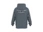 Sweat à capuche gris avec l'inscription 'THE DENIM CLUB Crafted Garments ORIGINAL DENIMS FOR MEMBERS ONLY EST. 1973' au dos.