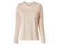 T-shirt beige clair à manches longues et col en V pour femme