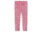 Legging polaire rose à motifs de lunes et d'étoiles.
