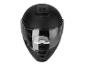 Un casque de moto noir avec une visière transparente.