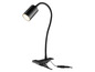 Lampe de bureau flexible noire avec pince.