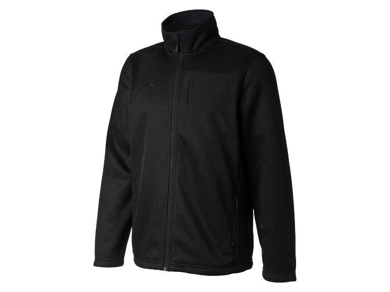 Veste polaire noire pour homme avec col montant et fermeture éclair.